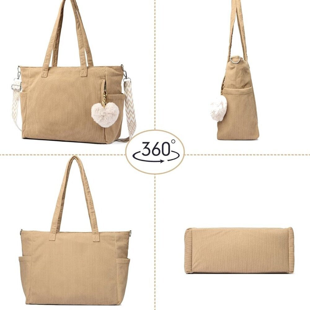 Elegant Black Corduroy Tote Bag - Spacious And Fu… - image 6